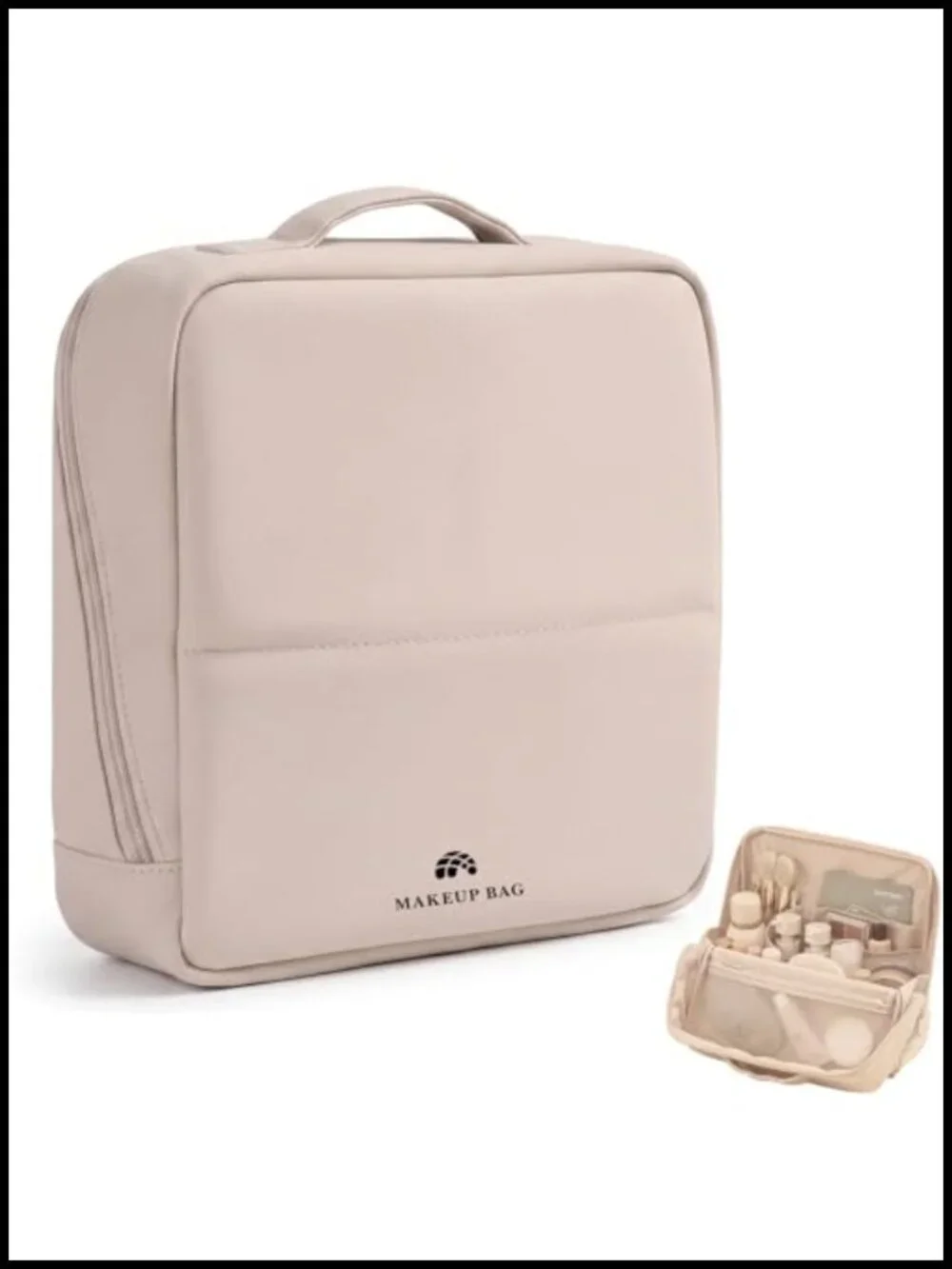 Foldable Magnetic Standing Makeup Bag with Compartments, Large Capacity Travel